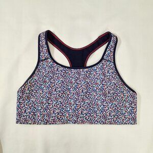 Old Navy Active XXL Sports Bra Bralette Top Geo Print Blue Red White Fully Lined